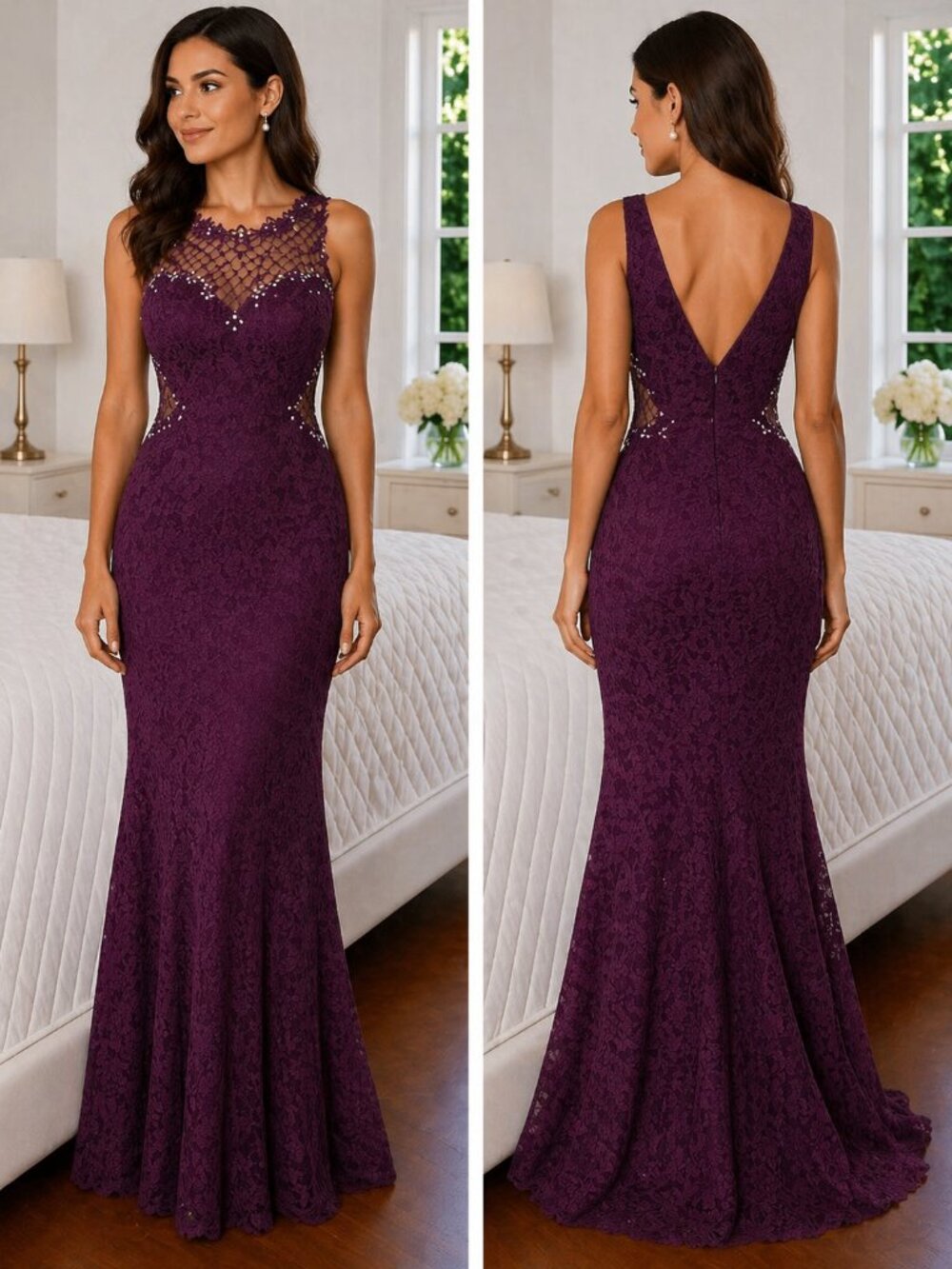 NWT CityStudio Purple Lace Formal Gown $119